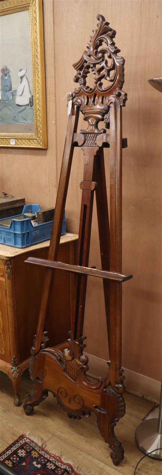 A carved mahogany artists easel H.215cm